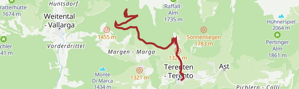 Route map: Sunshine refill spot at Mosereck in Terenten